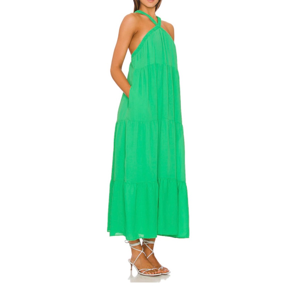 Show Me Your Mumu Hallie Halter Dress in Spring Green Medium